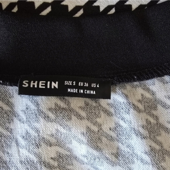 ​✨ SHEIN Black & White Houndstooth Mini Bodycon Dress - Small - Picture 7 of 9